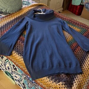 Slate Blue Cowl Neck Sweater Dress